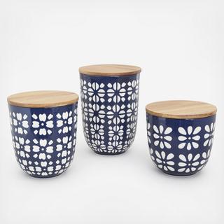 Waverly Debossed Canisters, 3 Piece Set