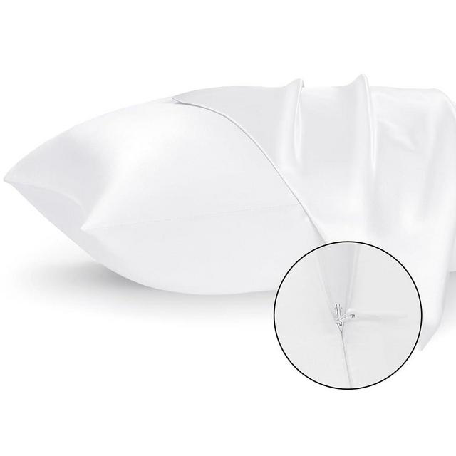 Bedsure Silky Satin Pillowcase for Hair - White Satin Pillow Cases Standard Size with Zipper 2 Pack, Upgraded Satin Similar to Silk Pillow Cases for Skin, Silky & Soft Pillow Covers, 20x26 Inches