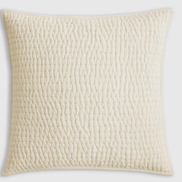 European Linen Cotton Stitch Quilted Euro Sham - Ivory, Euro