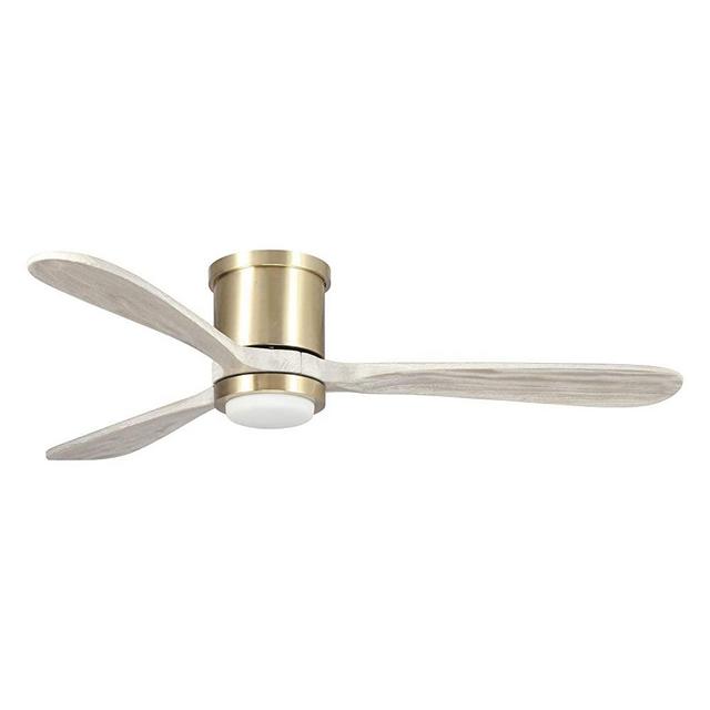 Low Profile Ceiling Fan with Remote Modern Bedroom Ceiling Fan with LED Light Flush Mount, 52 Inch, Pale Gold