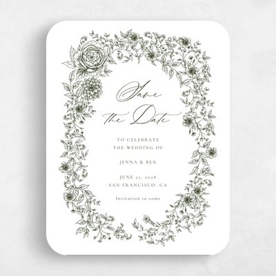 White Rounded Wedding Save the Date - Taylan Portrait