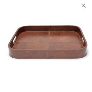Lodge Brown Leather Rectangular Tray