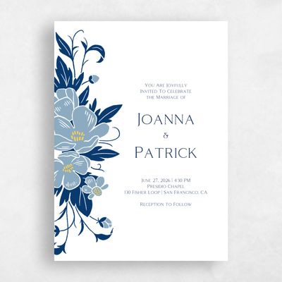 Dusty Blue Wedding Invitation - Glenarden Portrait