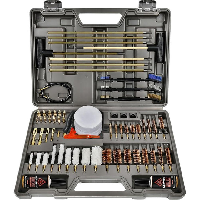 GLORYFIRE Elite Gun Cleaning Kit, Handgun Shotgun Pistol Universal Cleaning Kit with All Brass High-end Brushes, Jags, Reinforced and Lengthened Rods