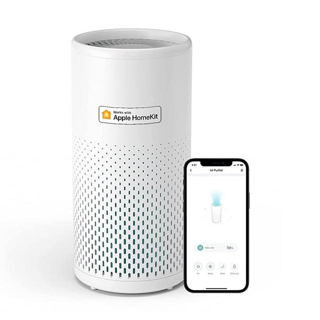 meross Smart Wi-Fi Air Purifier for Home Supports Apple HomeKit, Alexa, Google Assistant and SmartThings, H13 True HEPA Filter 24dB Quiet Air Purifier for Allergies, Pets, Smoke, Dust, Pollen