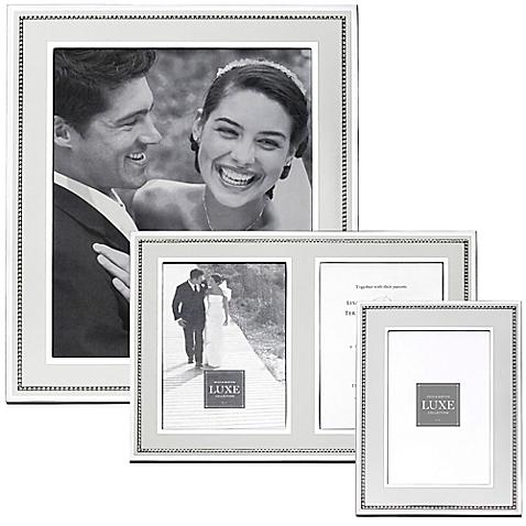 Reed & Barton Luxe Collection 2-Opening Facets Picture Frame in White/Silver