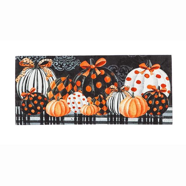 Elegantly Patterned Pumpkins Interchangeable Outdoor and Indoor-Safe Durable Sassafras Switch Mat, 22 x 10 inches
