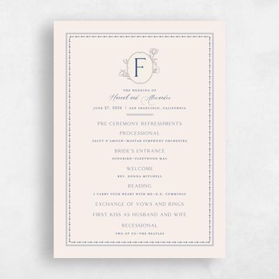 Dark Cobalt, Blue Wedding Program - Piran