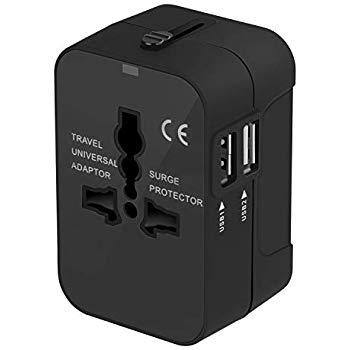 NEWVANGA International Universal All in One Worldwide Travel Adapter Wall Charger AC Power Plug Adapter with Dual USB Charging Ports for USA EU UK AUS European Cell Phone Laptop