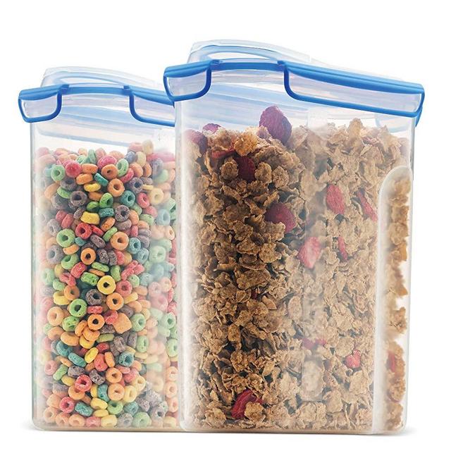 Extra Large Cereal Containers Storage Set [2pk,168oz-21cup] Airtight Silicone Sealed Locking Lids Maintains Freshness -Space-Saving Cereal Container -Food-Storage Containers For Flour, Sugar, Rice Etc