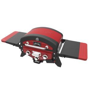 Vector Series 3-Burner Portable Gas Grill in Red with Side Tables