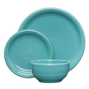 TURQUOISE Bistro Coupe 3-Piece Place Setting, Service for 1
