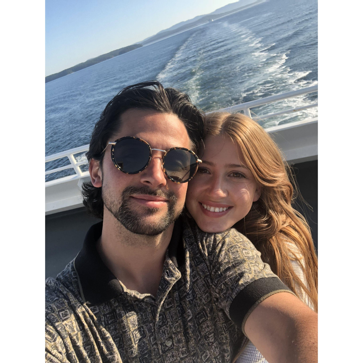 On the ferry to our first time visiting Pender Island together!
