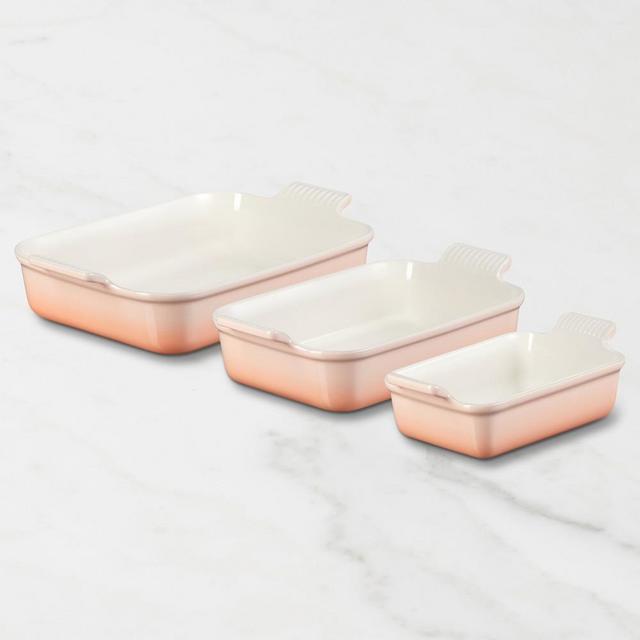 Le Creuset Heritage Open Rectangular Bakers, Set of 3, Peche