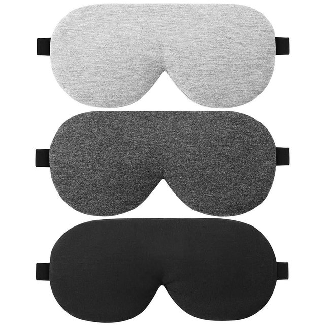 ALASKA BEAR 3 Pack Sleep Eye Masks Organic Cotton Cool Bamboo, 100% Light Blocking, Lightweight for Home or Travel Use (Black, Grey, Silver)