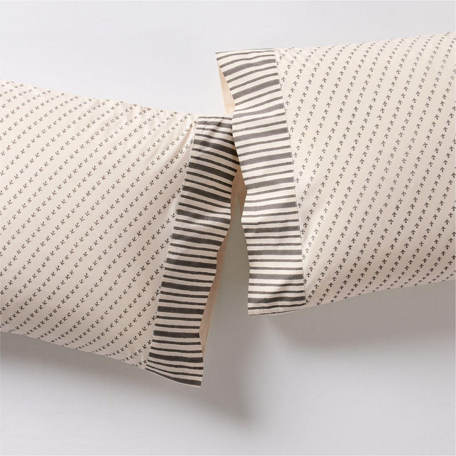 Favorite Washed Organic Cotton Block Print King Pillowcases, Set of 2