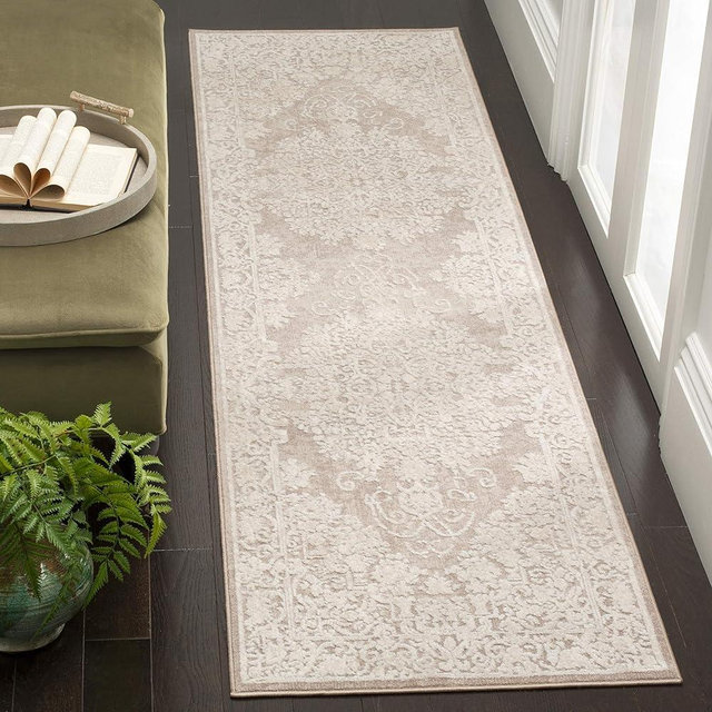 SAFAVIEH Reflection Collection Runner Rug - 2'3" x 20', Beige & Cream, Vintage Distressed Design, Non-Shedding & Easy Care, Ideal for High Traffic Areas in Living Room, Bedroom (RFT664A)