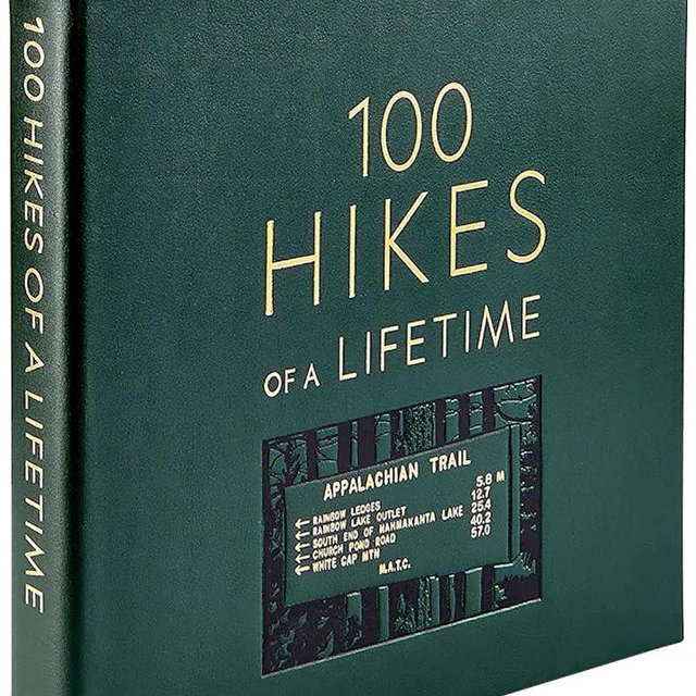 Graphic Image 100 Hikes of A Lifetime - Stunning Imagery, Practical Tips, and Suggested Itineraries, Handbound In Green Bonded Leather Hardcover - Made In The USA (8.75 x 8.75 - 400 Pages)