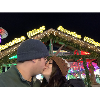 Alex and Scott in London during Christmas, visiting  Winter Wonderland in Hyde Park.