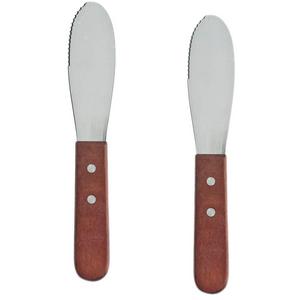Update International - Pack of 2 Stainless Steel Butter Spreader Knife with Wooden Handle