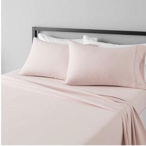 Lightweight, Breathable, Wrinkle Resistant Microfiber 4-Piece Bed Sheet Set with 14-Inch Deep Pockets, Full, Blush Pink, Solid