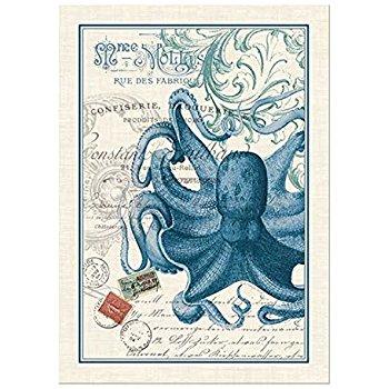 Michel Design Works Octopus Cotton Kitchen Towel, Blue/White