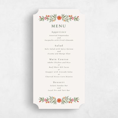 Beige Ticket Wedding Menu - Blume