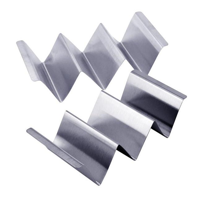 Taco Holder Stainless Steel Taco Stand with Handle Taco Holders Rack Trays for 3 Tacos Oven Grill and Dishwasher Safe Set of 2