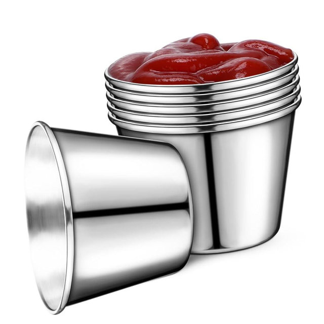 Ciieeo 6 Pcs Stainless Steel Sauce Cup Small Dipping Sauce Cups Dip Cup Seasoning Cups Ketchup Cups Condiment Container Condiment Cups Reusable Stainless Ketchup Cup 304 Stainless Steel