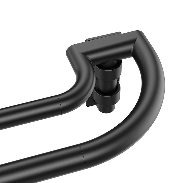 ENJOYBASICS Double Curtain Rod，Blackout Wrap-Around Curtain Rods for Windows 28 to 48 Inch，Adjustable from 32 to 57 Inch for Room Darkening Curtains, Matte Black