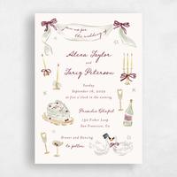 Beige Wedding Invitation - Moire Portrait