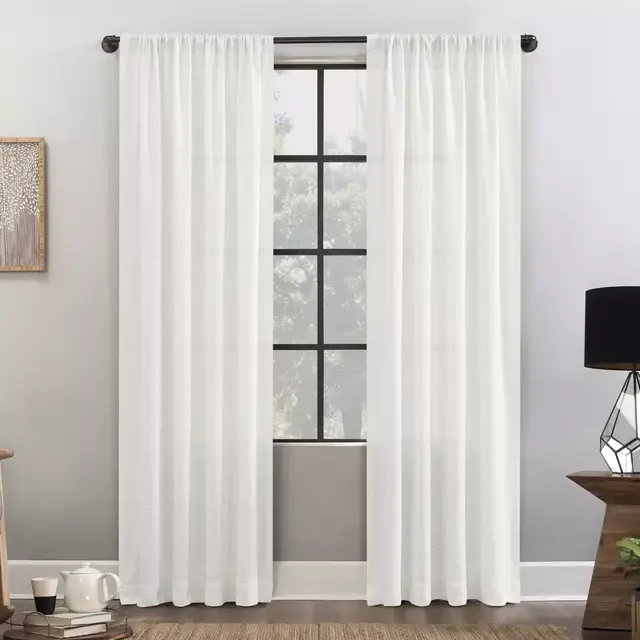 Clean Window® Waffle Texture 96-Inch Curtain in White