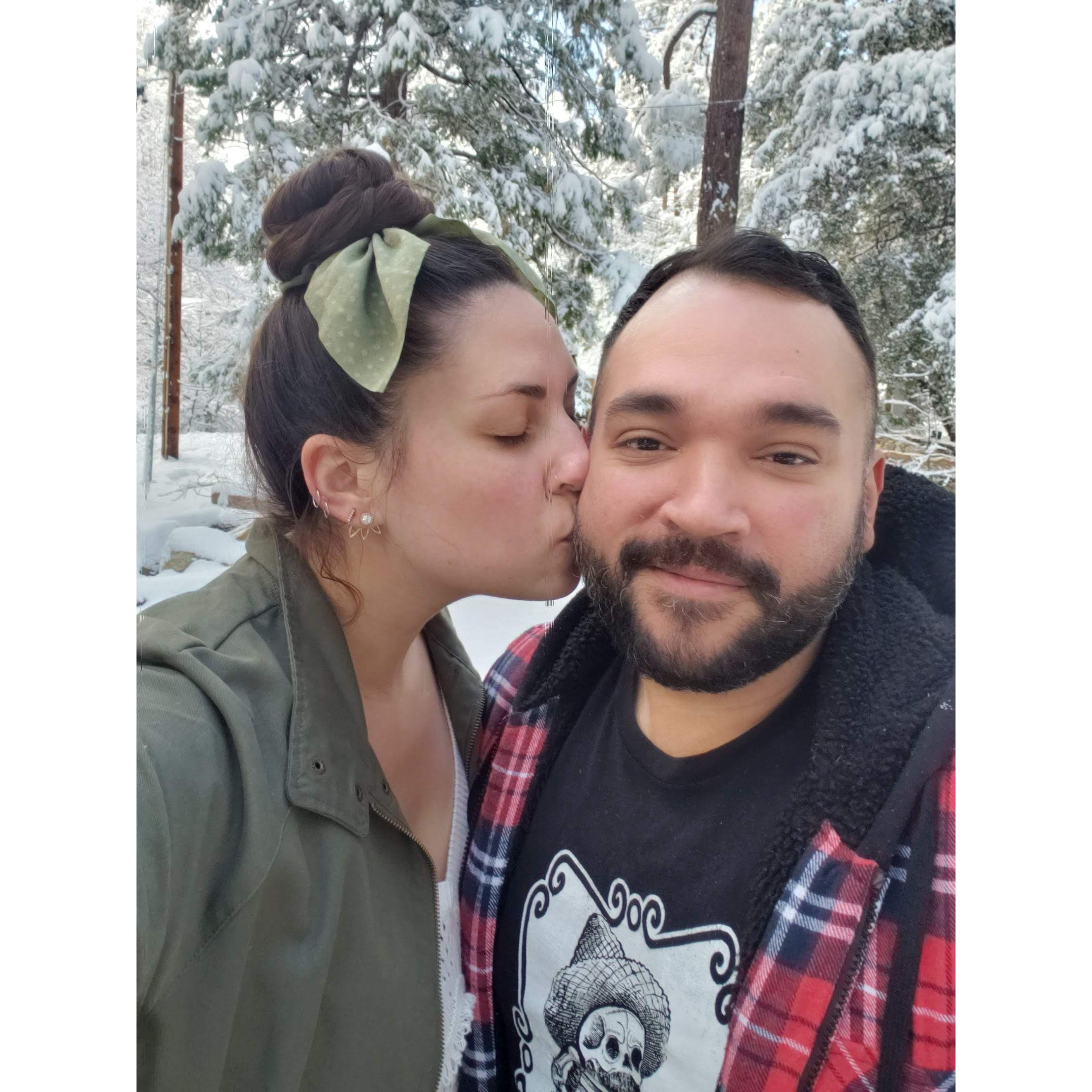 Our first trip to the snow together. Idyllwild, 2021