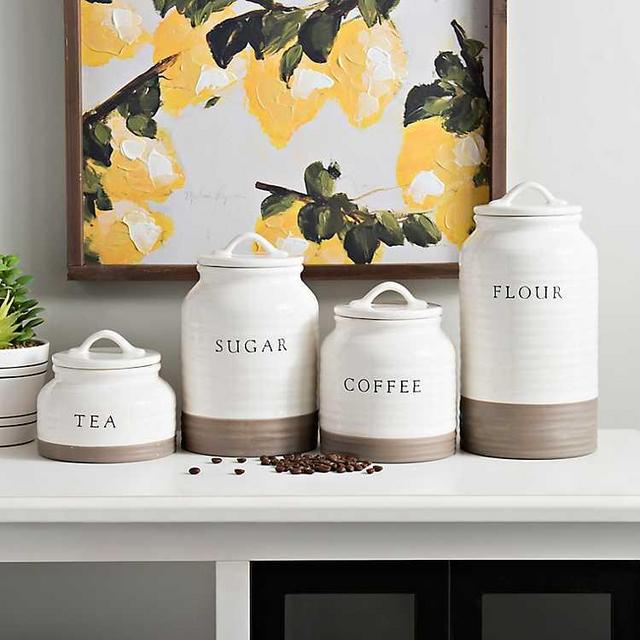 Two-Tone Modern Farmhouse Canisters, Set of 4