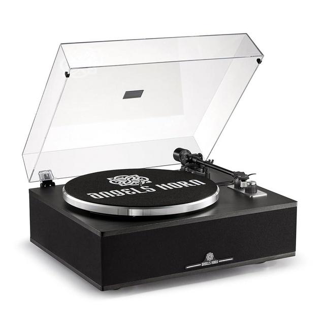 ANGELS HORN Bluetooth Vinyl Record Player - High-Fidelity 2-Speed Turntable with Built-in Speakers - Includes Phono Preamp & Magnetic AT-3600L Cartridge - Black Classic Edition