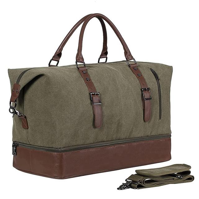 Travel Tote Duffel Bags，Canvas Shoulder Weekender Bag with Shoe Compartment Overnight Carry On Bag for Men or Women