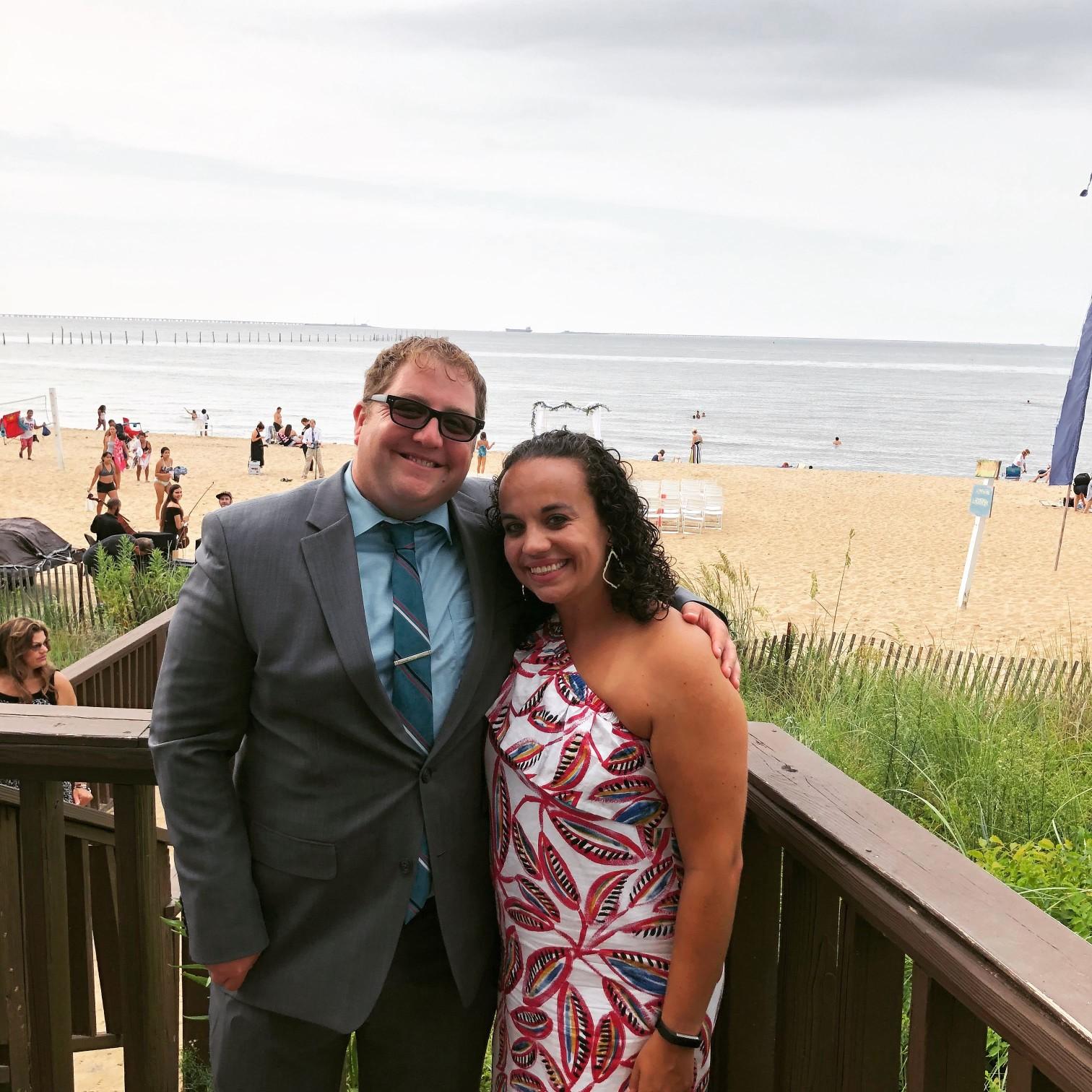 Celebrating our friends' wedding in Virginia Beach.
