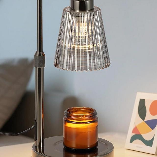 GODONLIF Candle Warmer Lamp with Timer, Adjustable Height Candle Warmer, Dimmable, Home Decor, Wax Warmer Lamp for Jar Candles with 2 Bulbs, Gray
