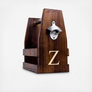 Personalized Rustic Craft Beer Carrier with Bottle Opener