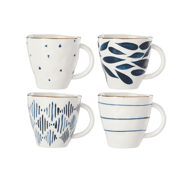 Lenox Blue Bay Set/4 Assorted Dessert Mugs