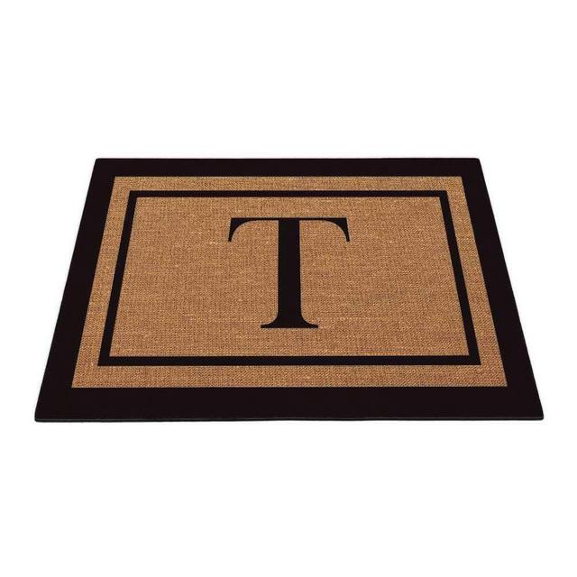 BAGEYOU Monogram Letter T Doormat Black Floor Mat 35.4" x 23.6"