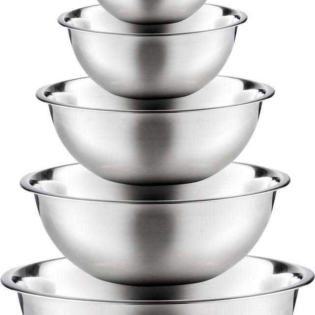 Stainless Steel Mixing Bowls by Finedine (Set of 6) Polished Mirror Finish Nesting Bowl, ¾ - 1.5-3 - 4-5 - 8 Quart - Cooking Supplies