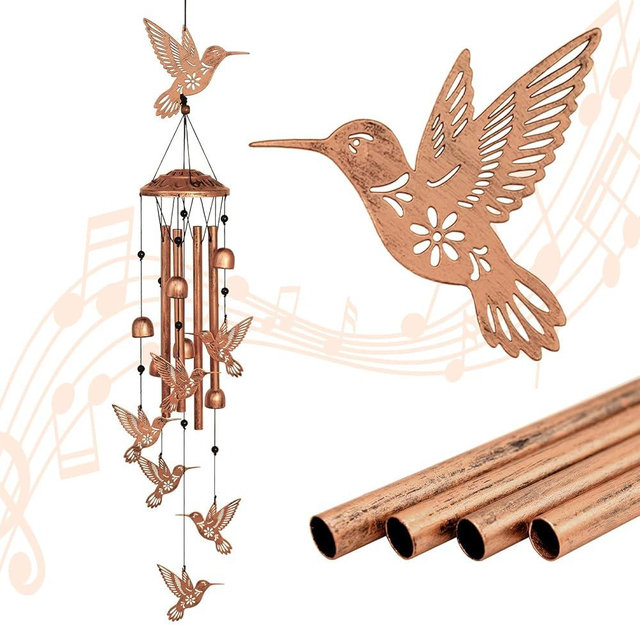 GDNSFIT Hummingbird Wind Chimes for Outside,Metal Windchimes,Hummingbird Gifts for Women/Men,Wind Chime Garden Decor Outdoor,Memorial/Housewarming/Birthday/Festival Gifts,Front Yard Decor