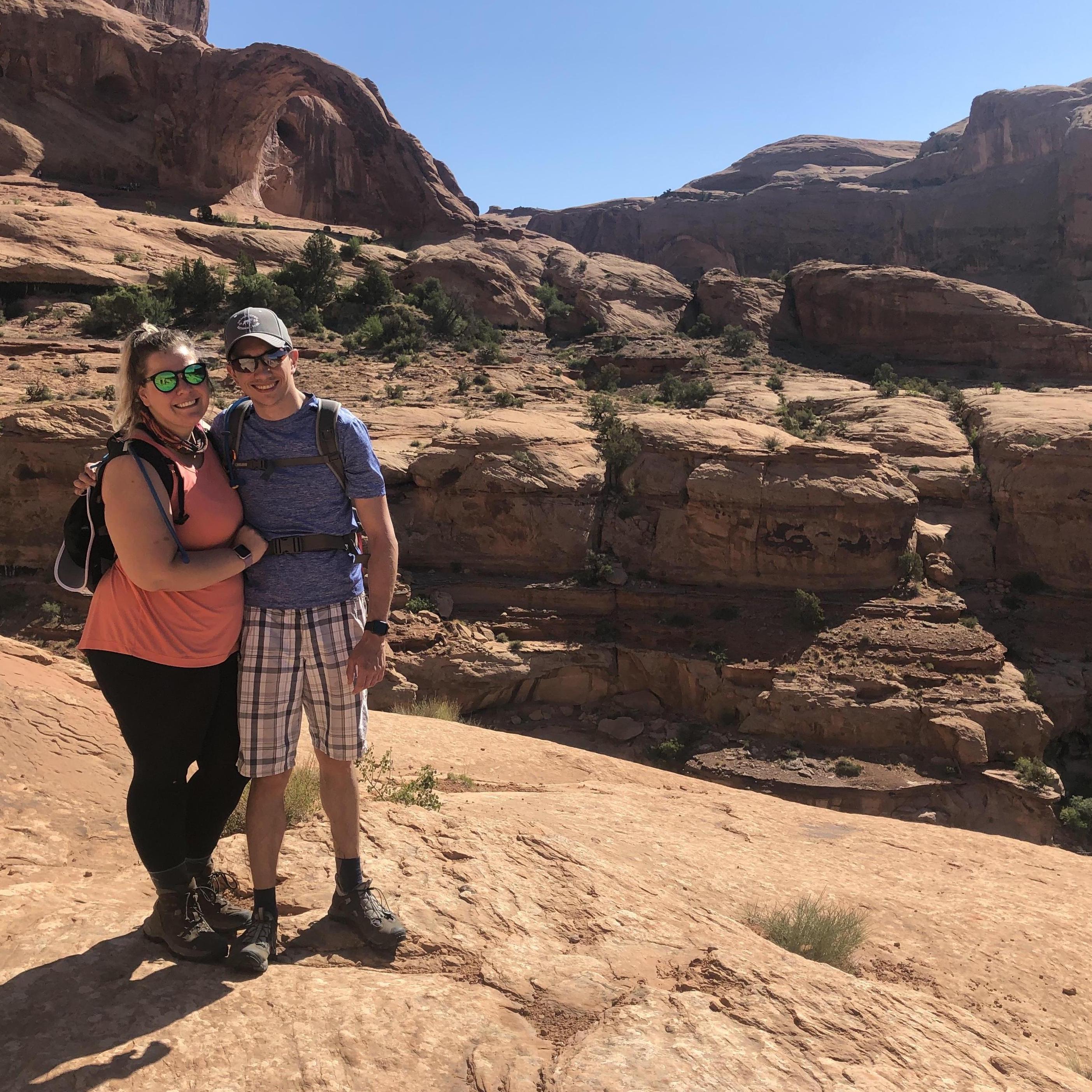Stopped in Moab, UT to hike Corona Arch on our way to celebrate the Sledge's! (Elizabeth's childhood friend getting married)