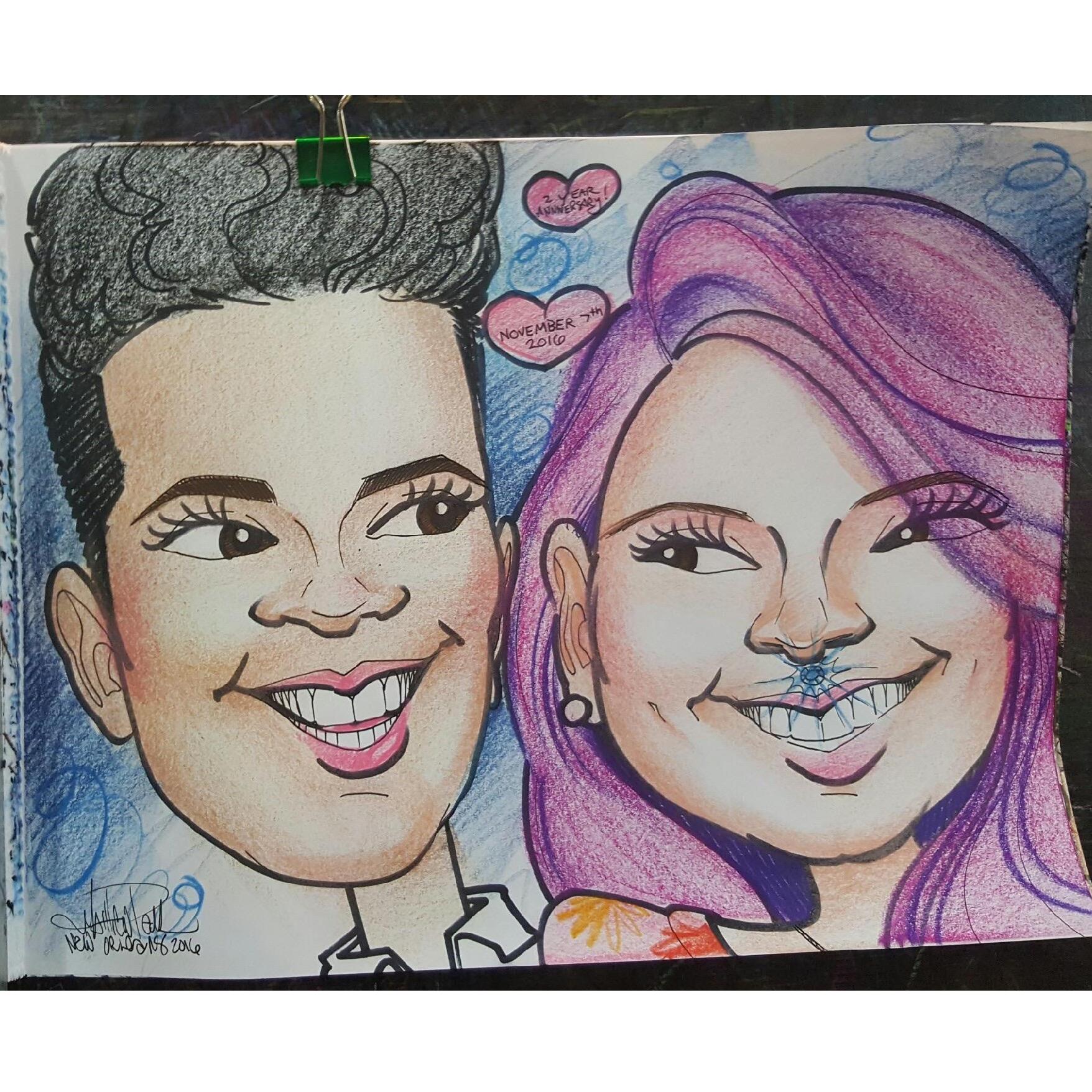 Caricature we had made during our 2nd anniversary in New Orleans!