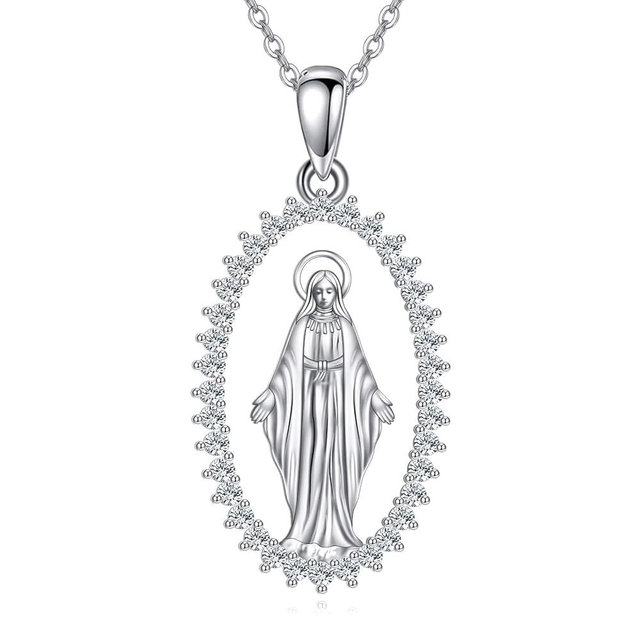 VONALA St Michael/Virgin Mary Necklace 925 Sterling Silver Amulet Coin Pendant Jewelry for Men Women