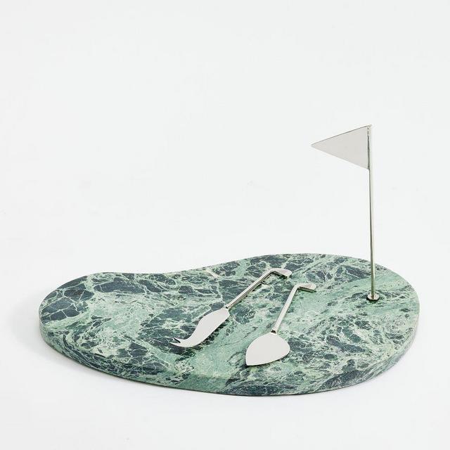 Figural Golf Putting Green Cheeseboard & Cheese Knives Set