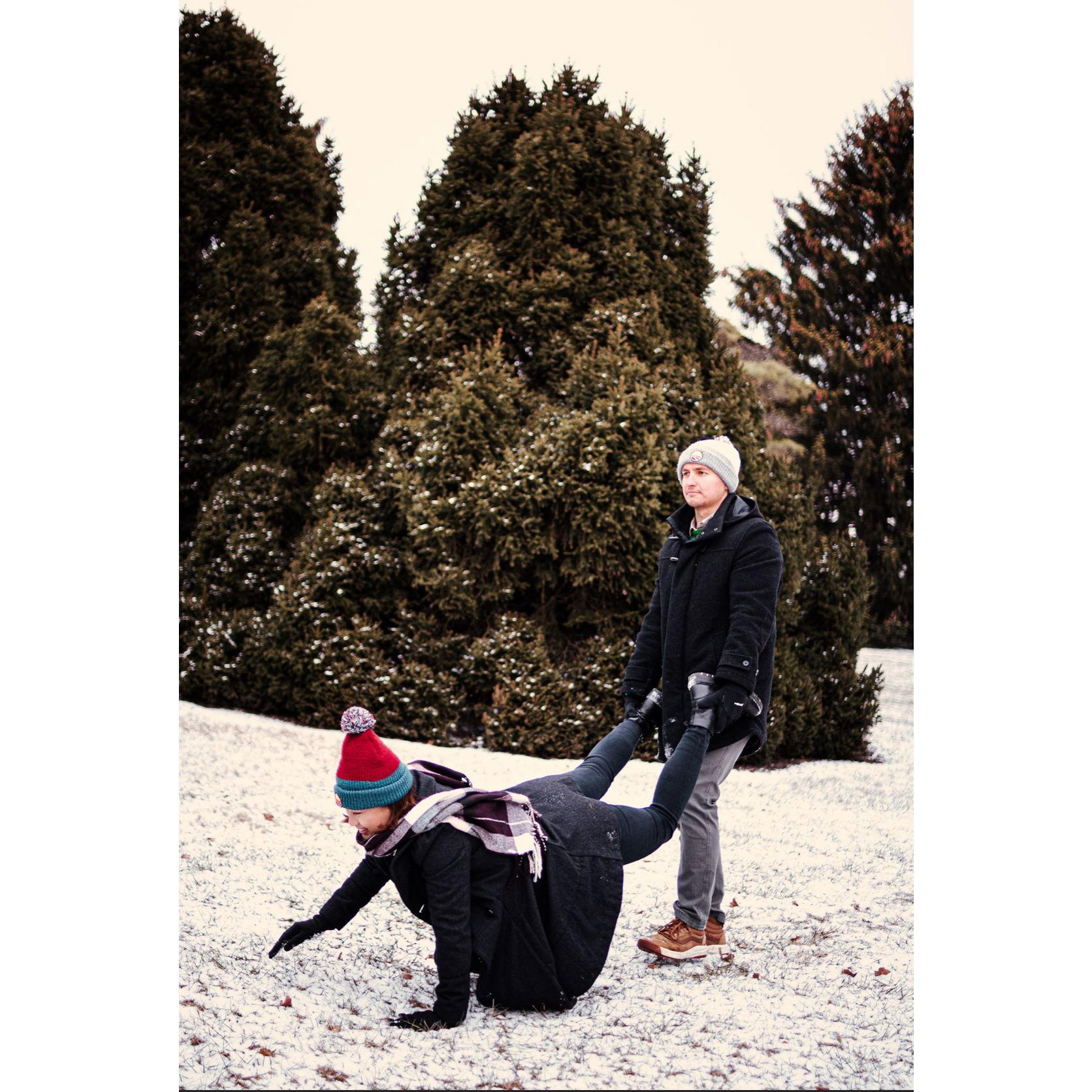 While you're stuck in the snow between shoots you may as well have some fun... Melissa is a great sport and definitely indulges Darby's silly side.