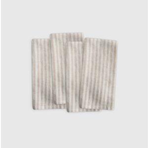 European Linen Stripe Napkins (Set of 4) - Natural/White Stripe