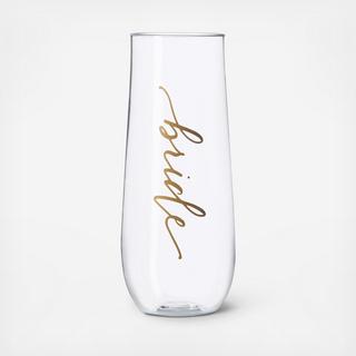 Bride Durable Plastic Stemless Champagne Glass
